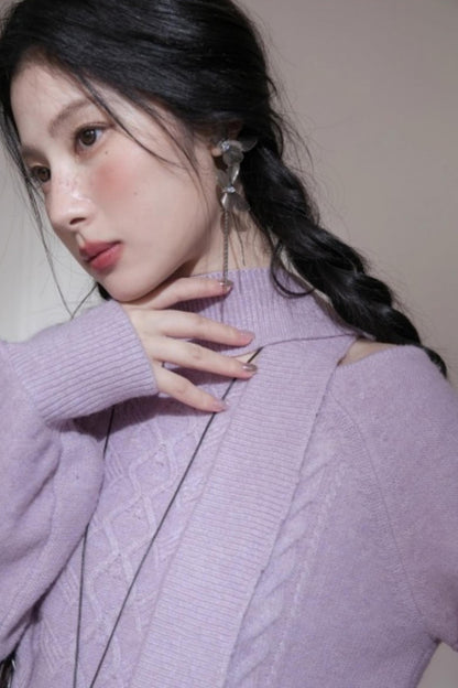 Violet Wool Lantern Sleeve Sweater