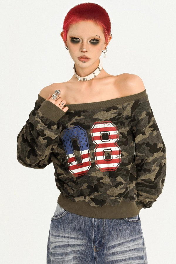 American Retro Camouflage Sweatshirt