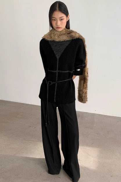 Translucent Knit V-Neck Top