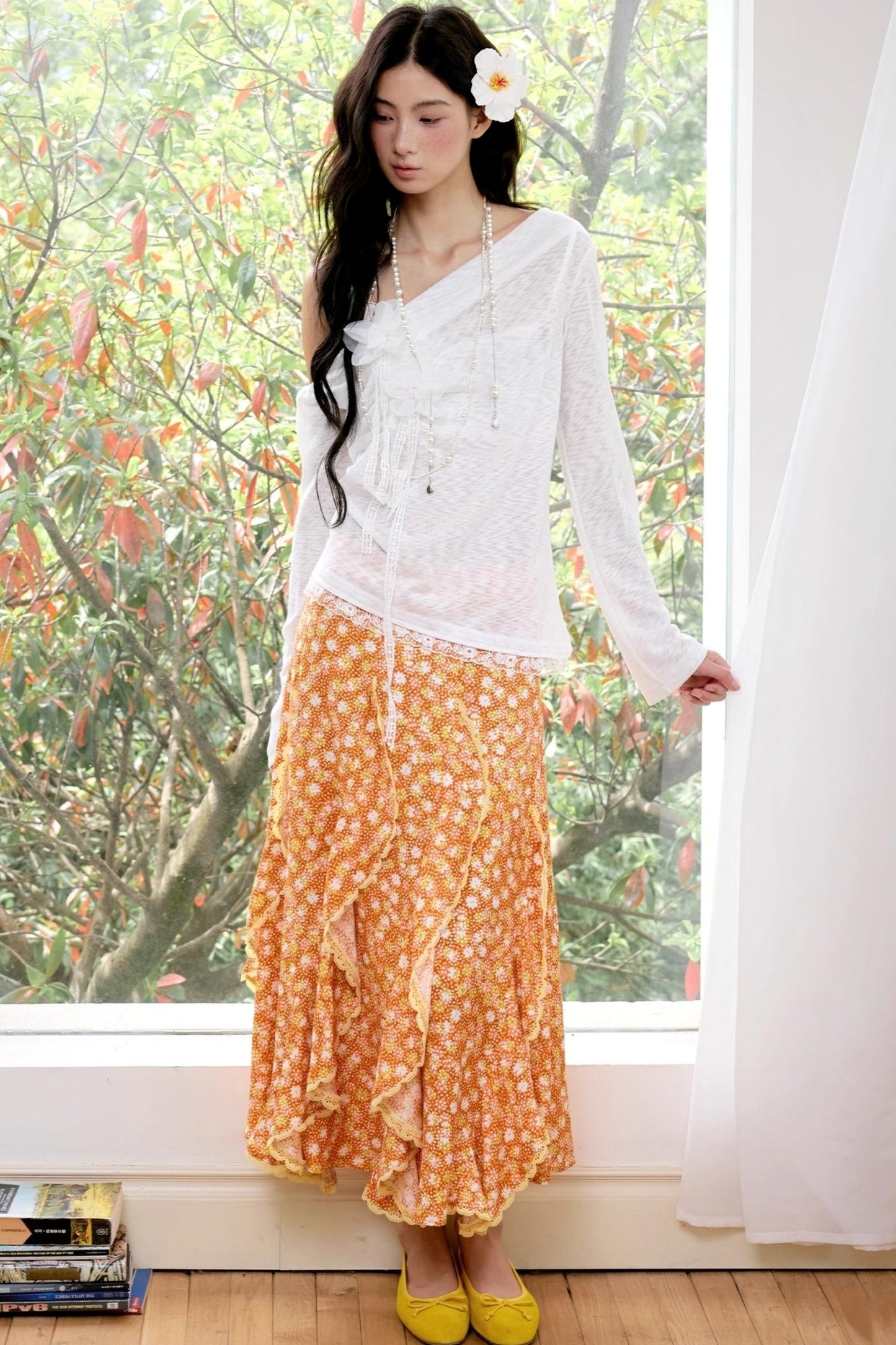 Pale Yellow Lace Knitted Top