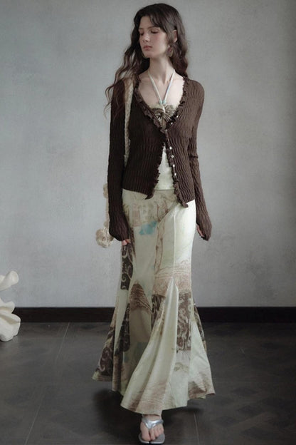 Artistic Jacquard Knit Skirt