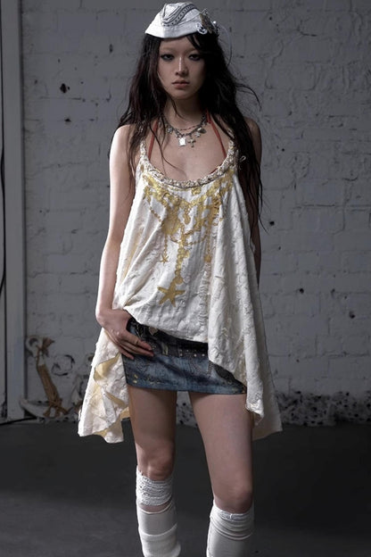 Hippie Star Foil Loose Strap Vest