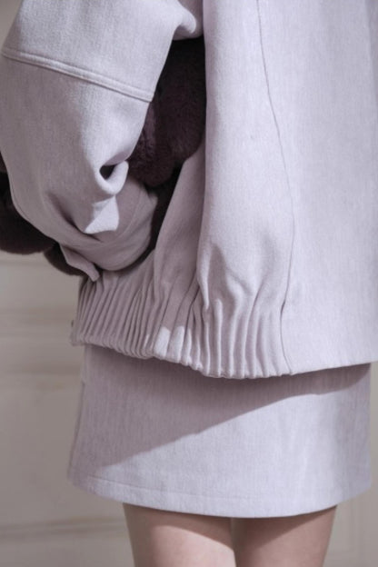 Velvet Purple Stand-Up Collar Jacket Set-Up