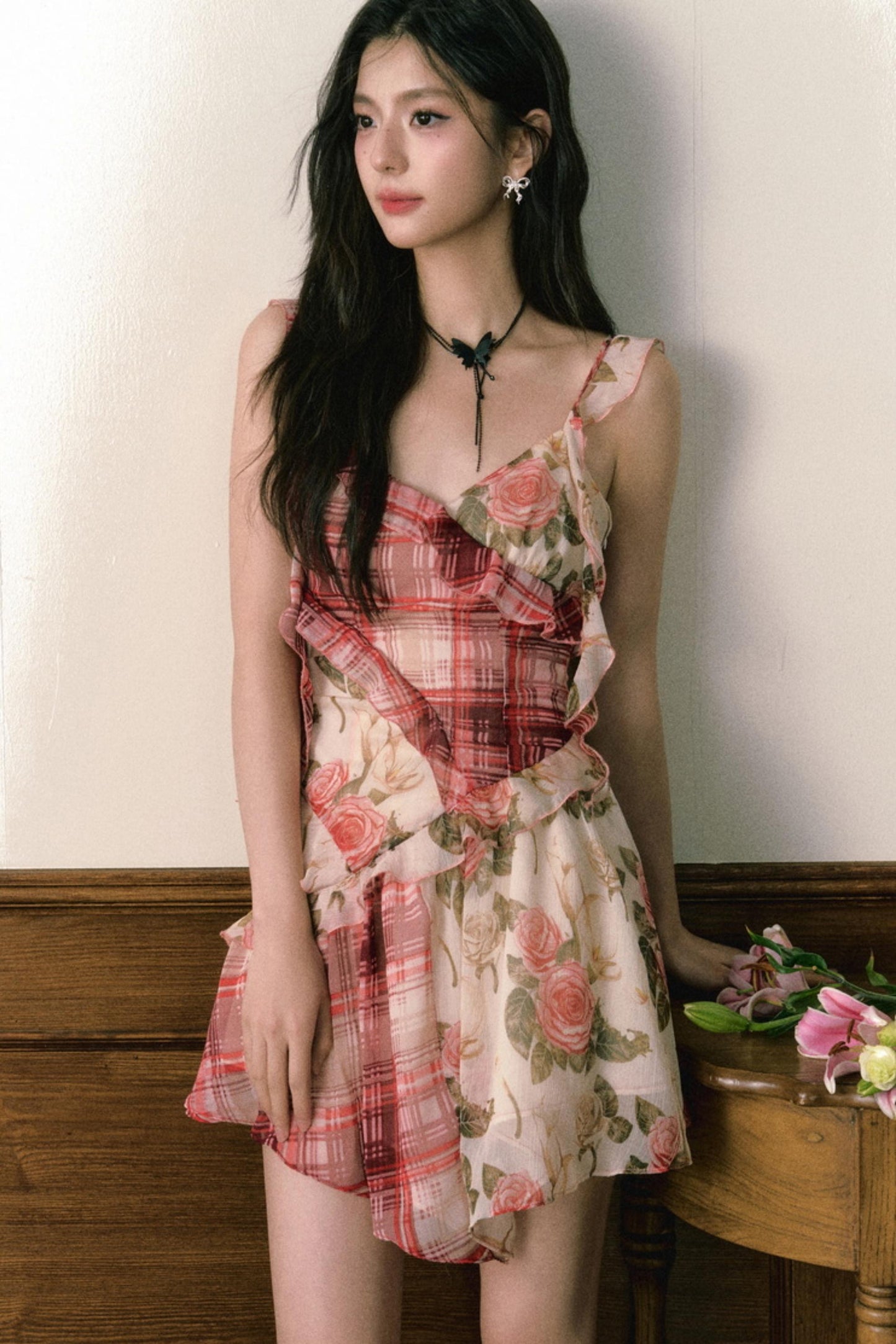 Floral Ruffle Halter Dress