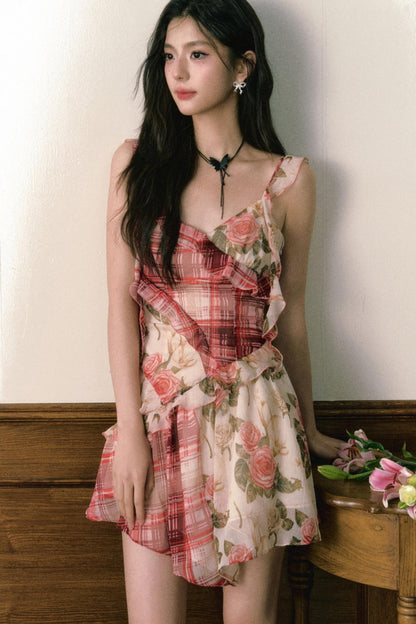 Floral Ruffle Halter Dress