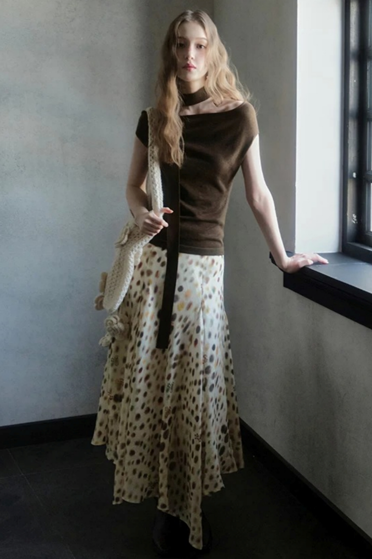 Artistic Polka Dot Asymmetrical Skirt