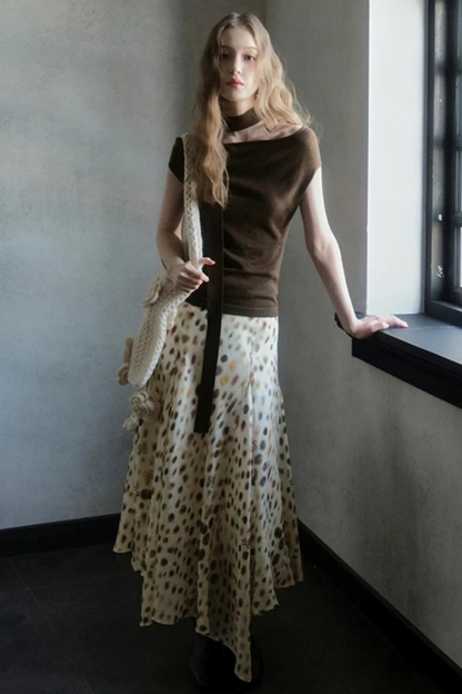 Artistic Polka Dot Asymmetrical Skirt