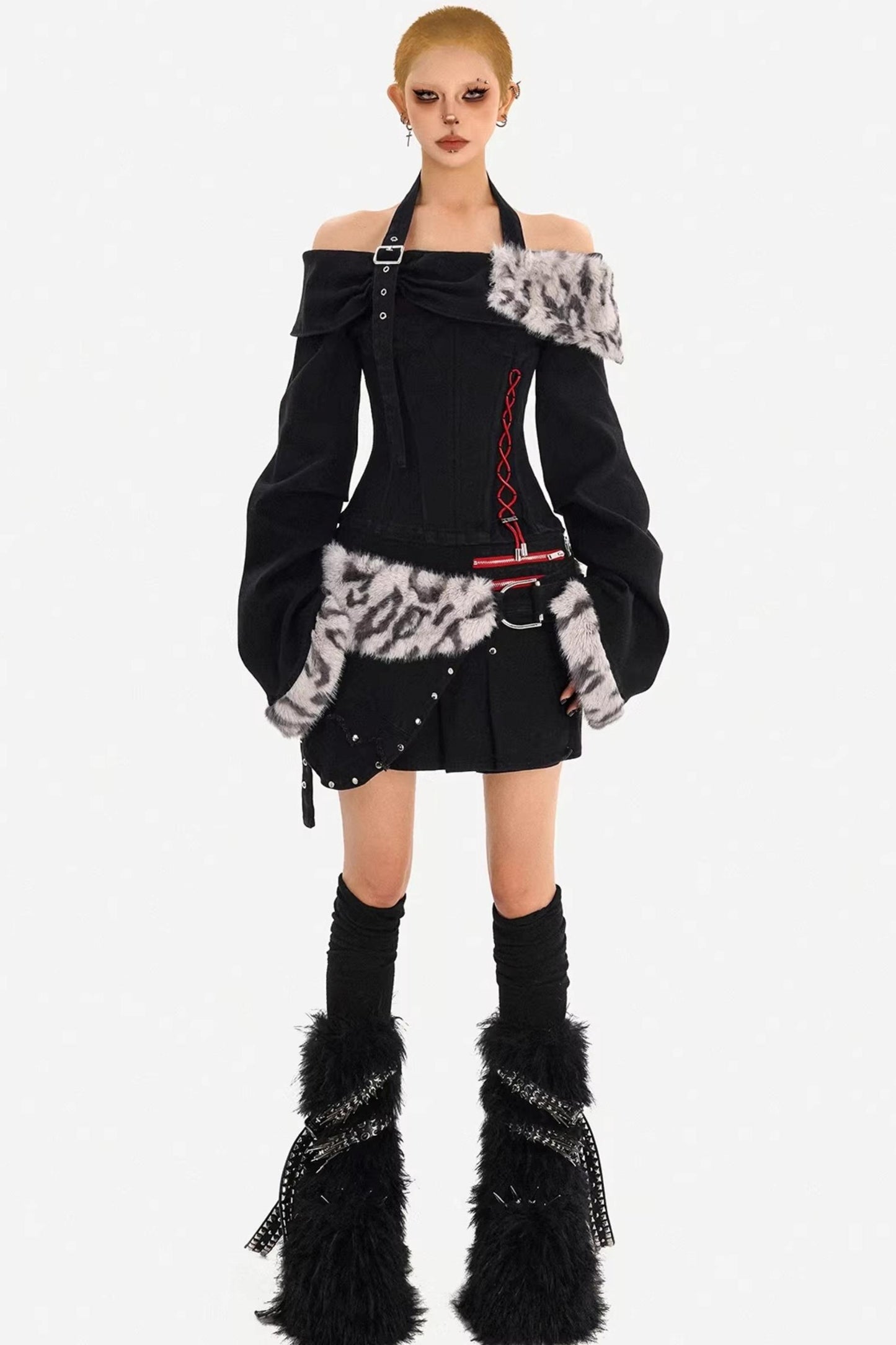 Jeansrock mit Leopardenmuster