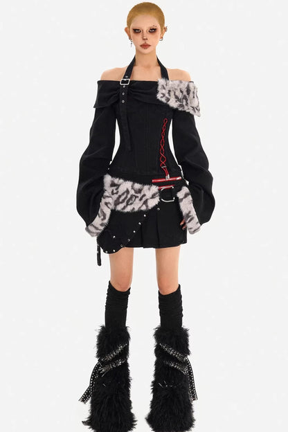 Jeansrock mit Leopardenmuster
