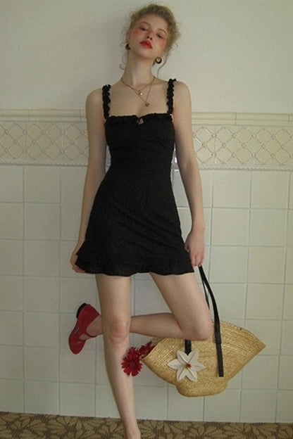 Ruffled Lace A-line Slip Dress