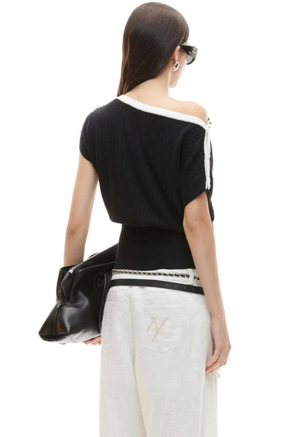 Acetate Wool Asymmetrical Top