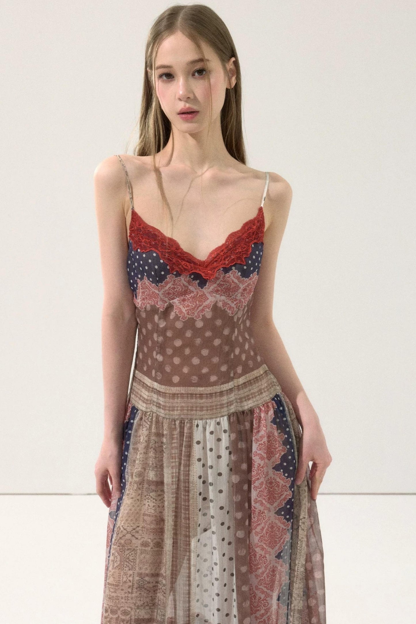 Retro Print Patchwork Dress
