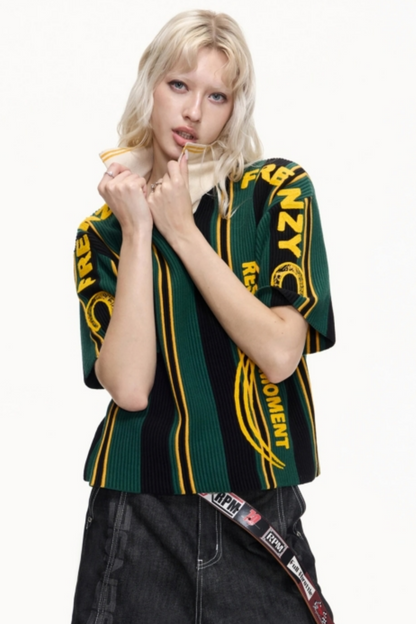Retro Knitted Polo Top