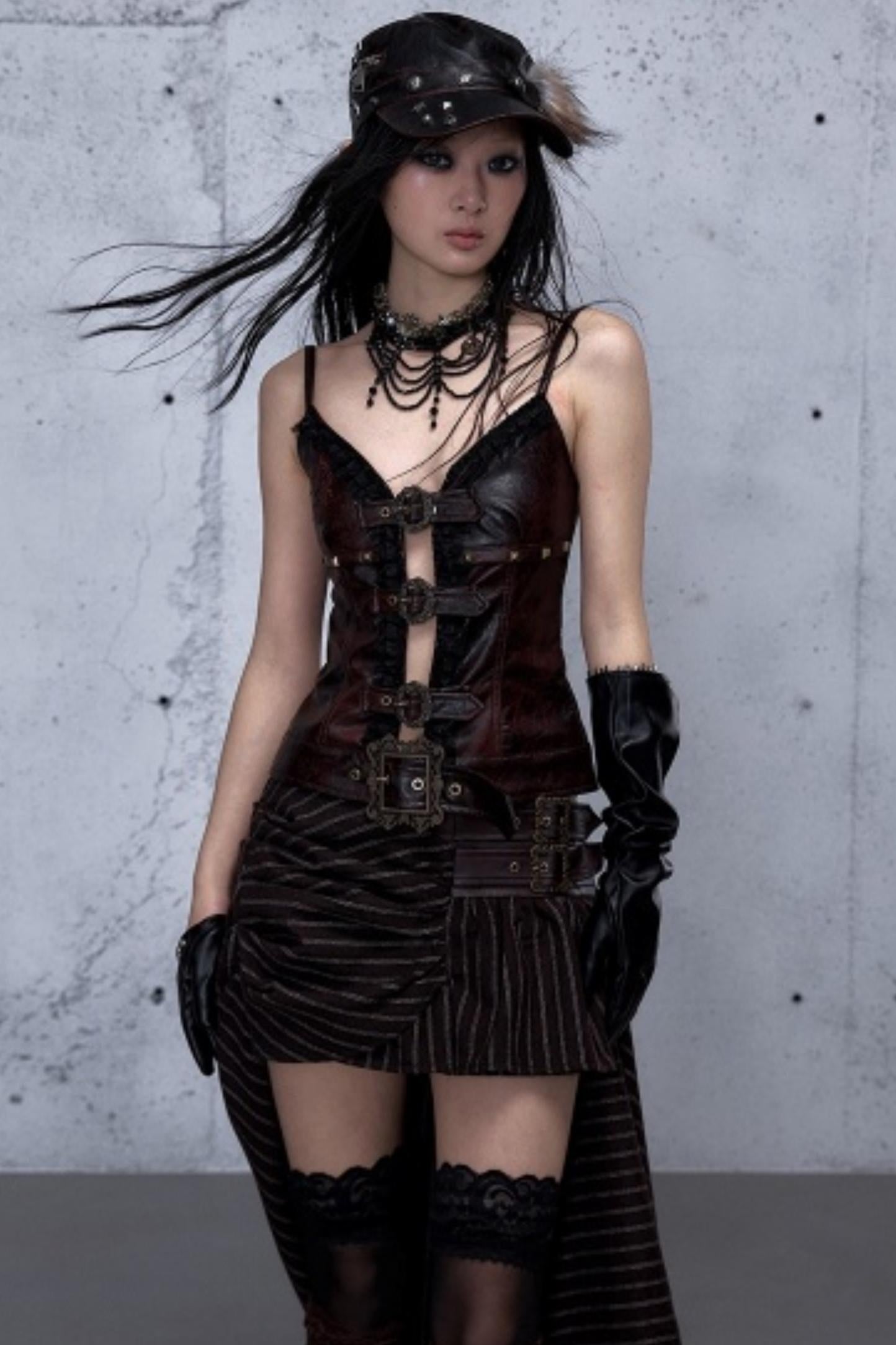 Embroidered Lace Leather Camisole