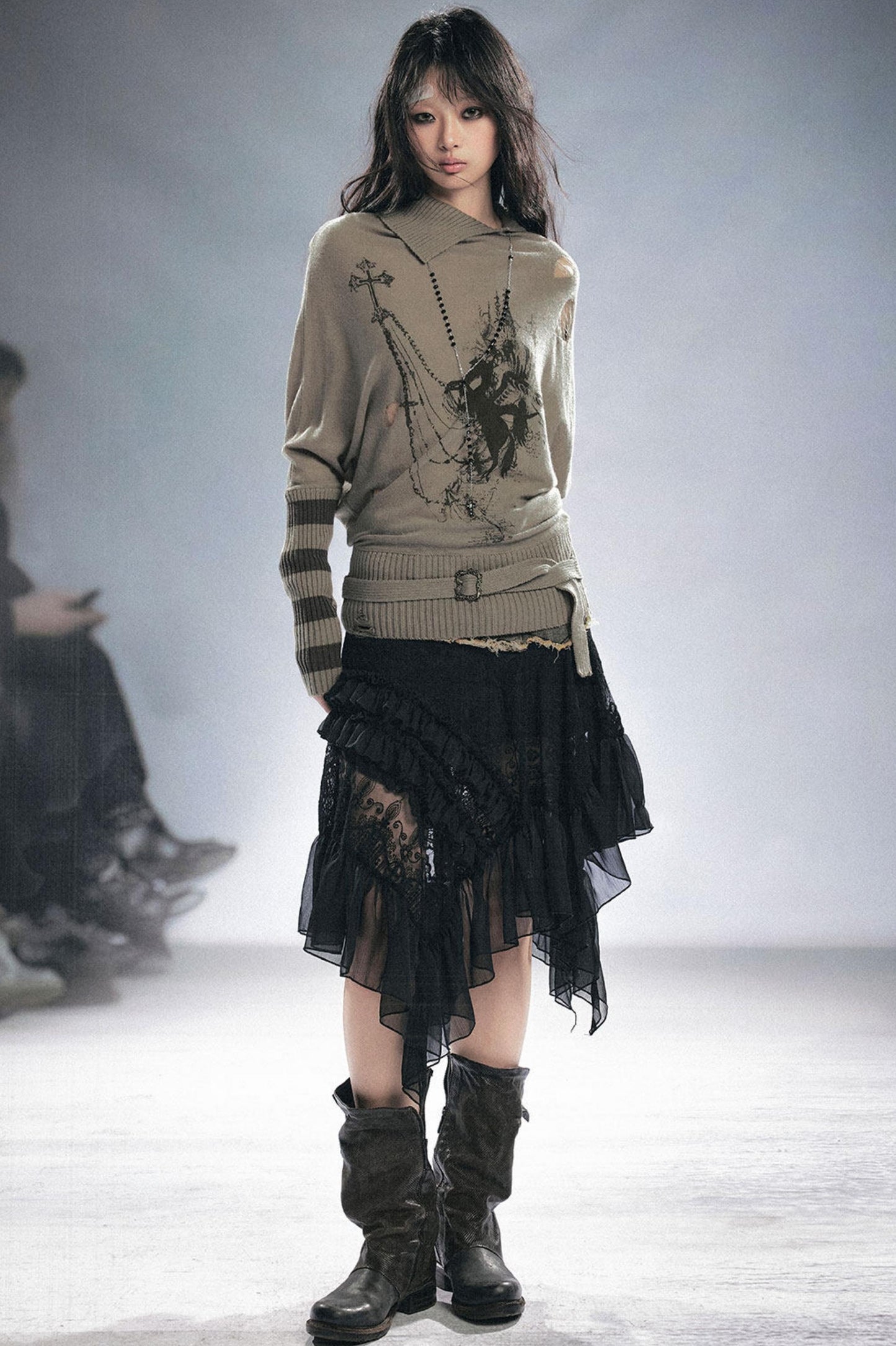 Striped Batwing Sleeve Sweater