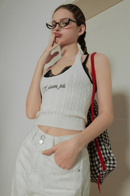 Retro Color Clash Halter Top