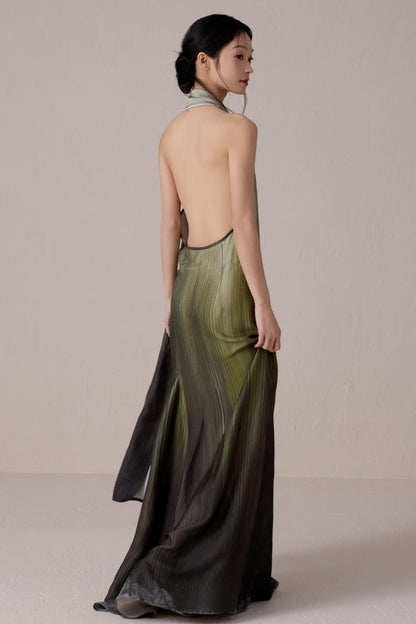 Summer Gradient Color Flutter Dress