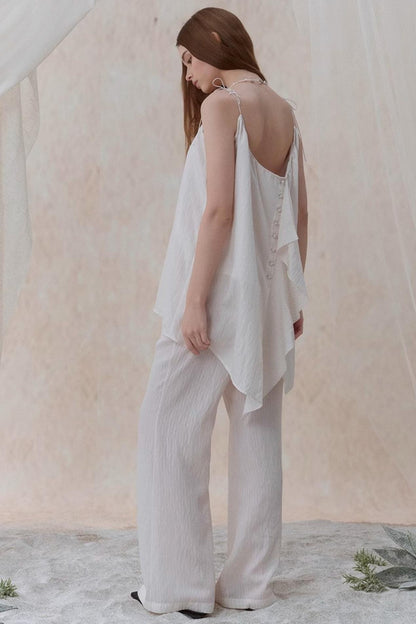 Draped Pearl Stripe Camisole Set-UP