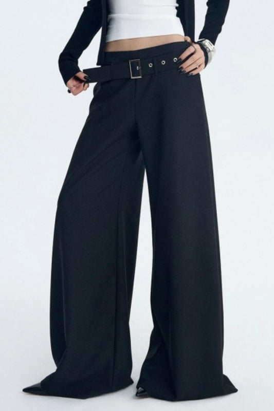 Detachable Belt Wide-Leg Pants