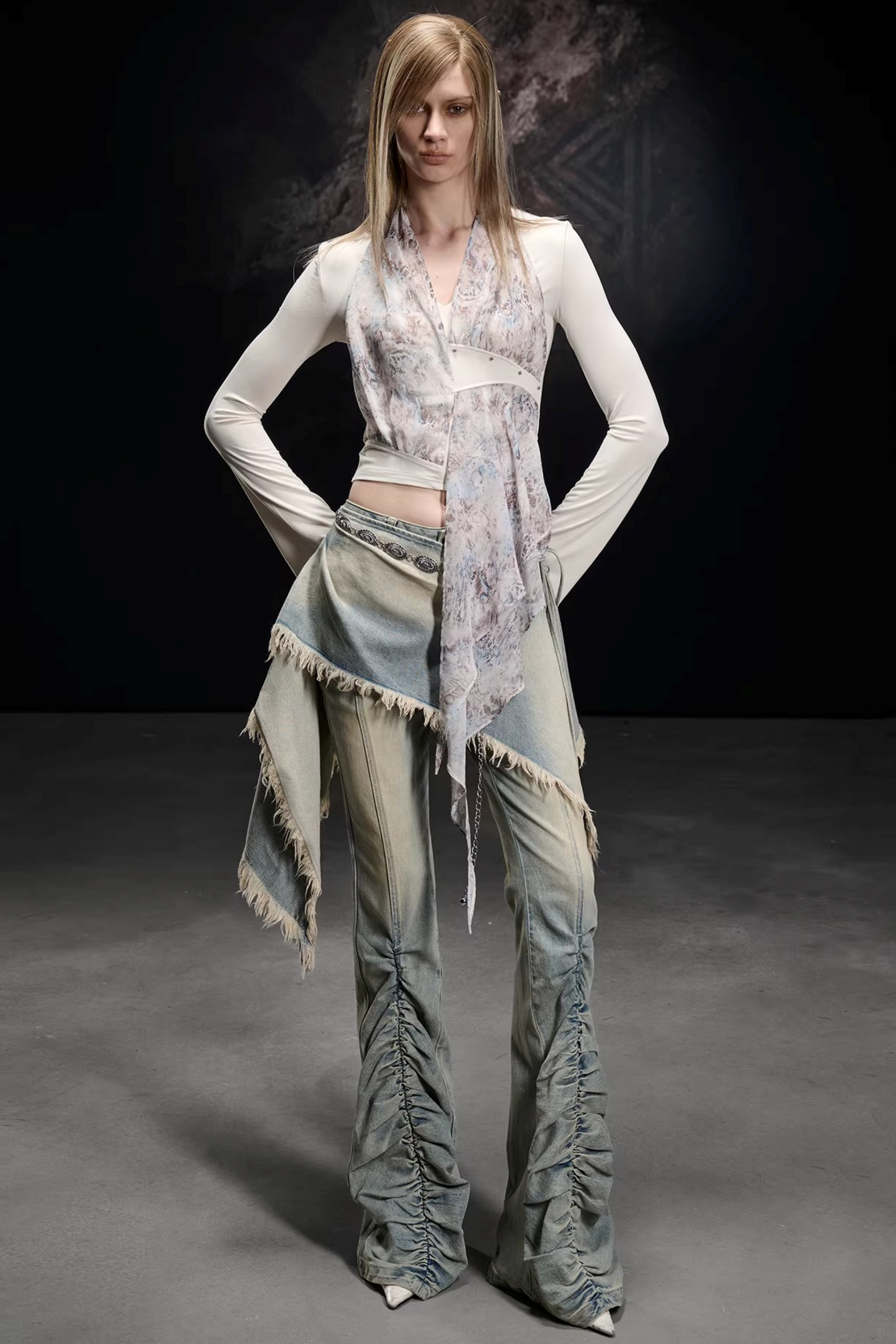Knitted Chiffon Asymmetrical Top