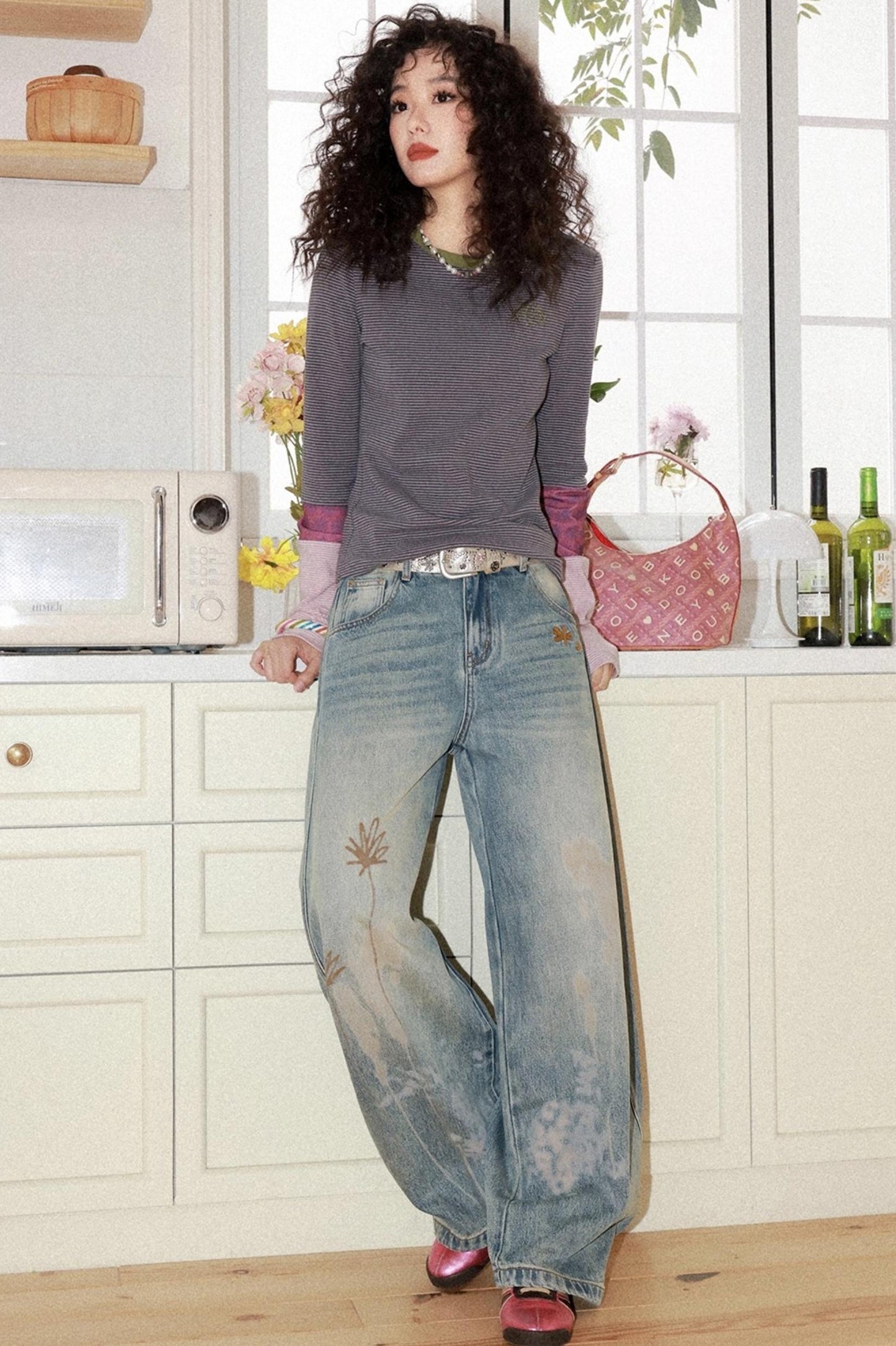 Striped Color-Blocking Slim T-Shirt