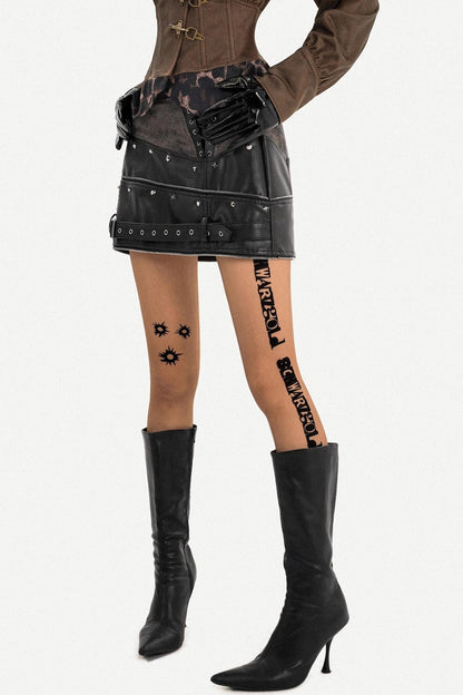 Black Leather A-Line Skirt