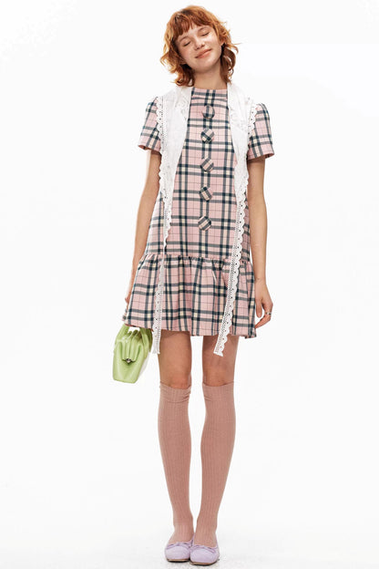 Pink Plaid A-Line Dress