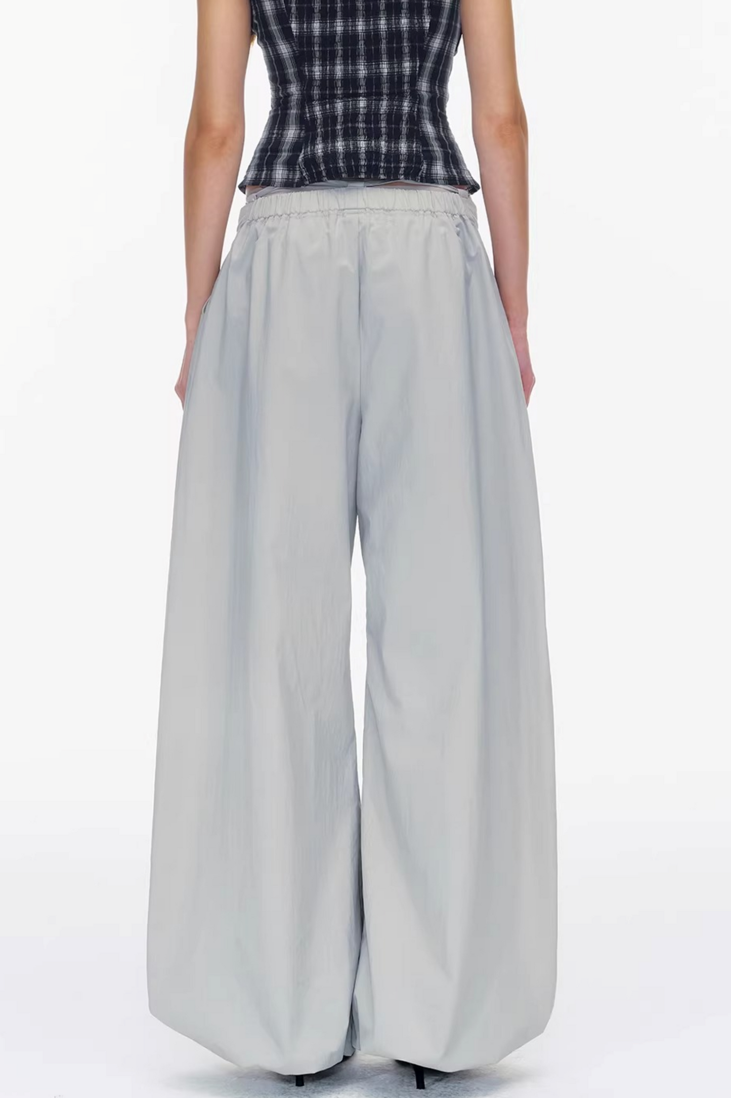 Waist Ruched Wide-Leg Pants