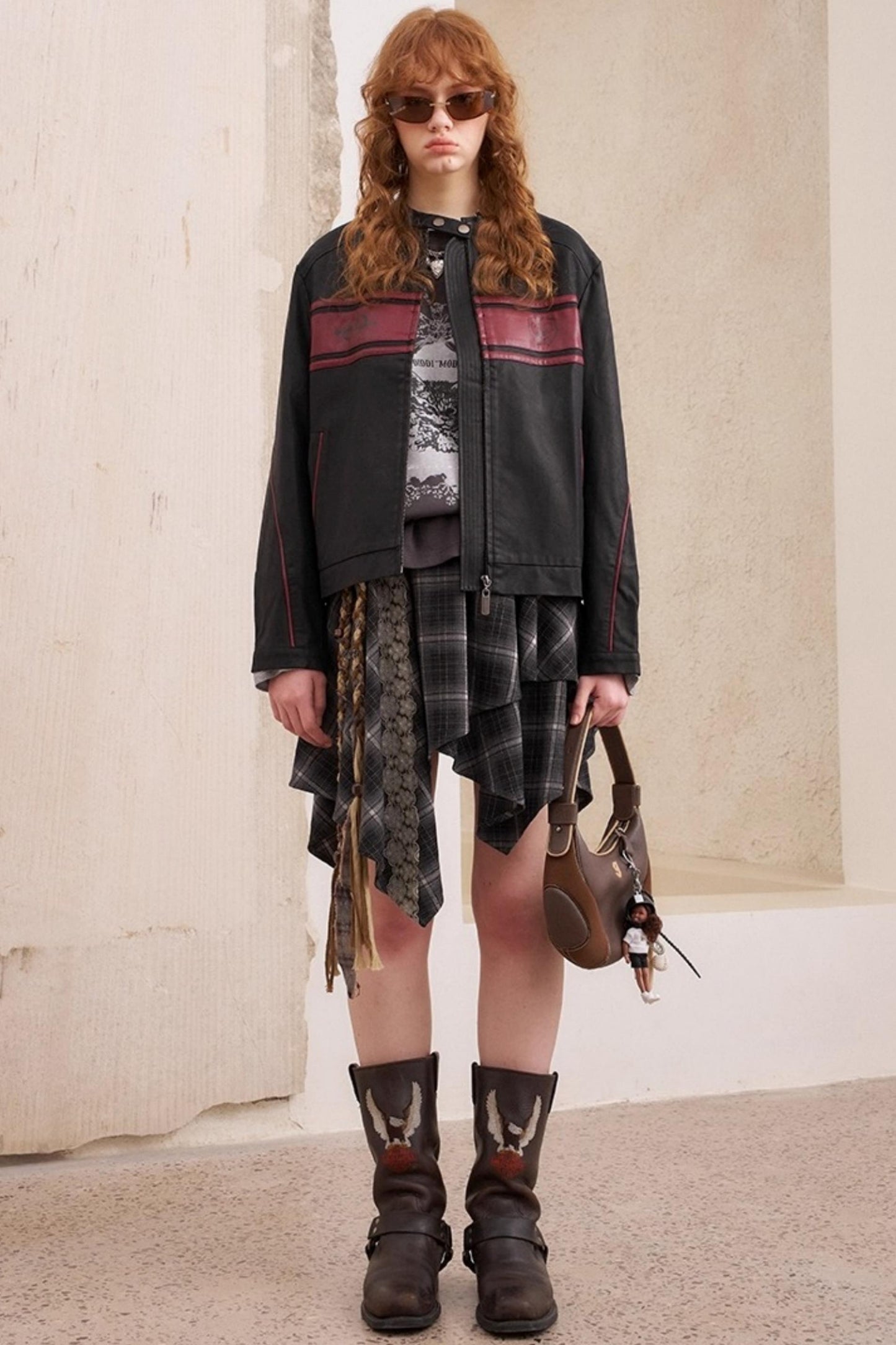 Rose Embroidered Leather Jacket