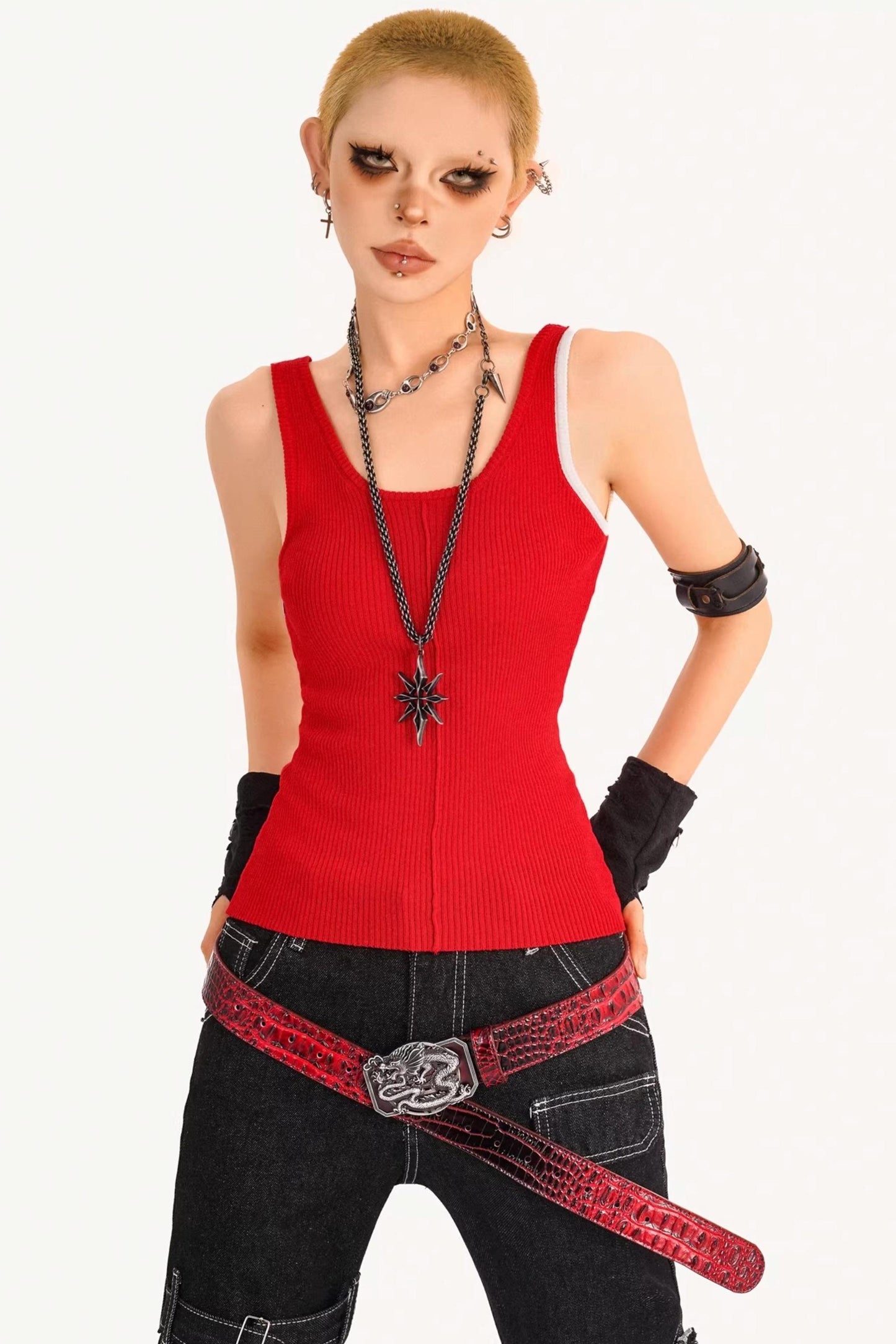 Summer Red Knit Vest
