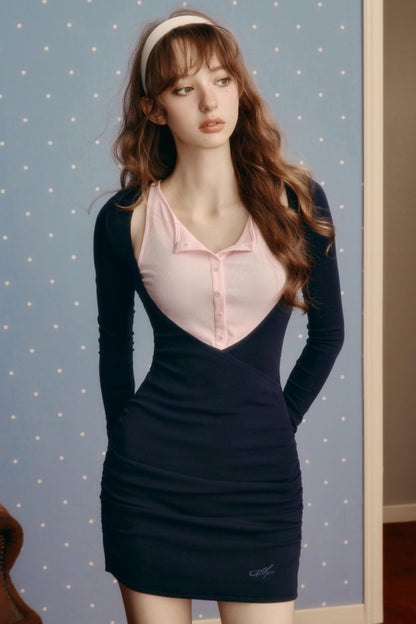 Winter Contrast Slim Dress