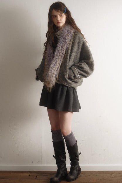 Gray Wool Batwing Coat