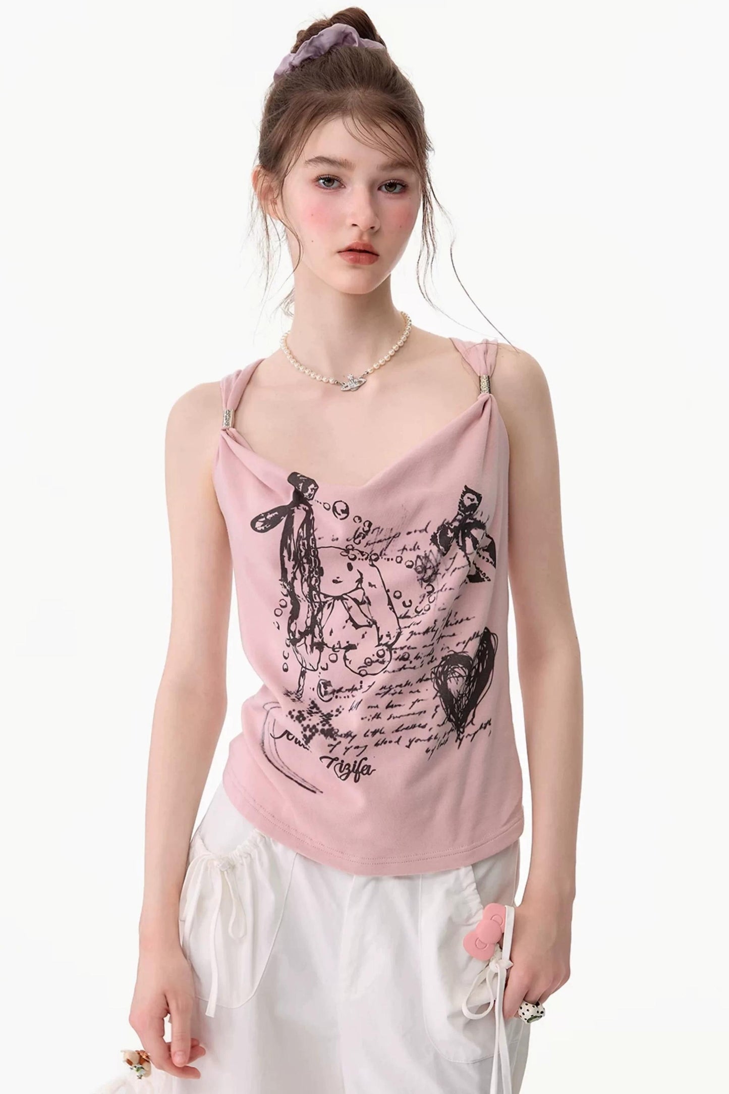Retro Atmosphere Swing-Neck Camisole