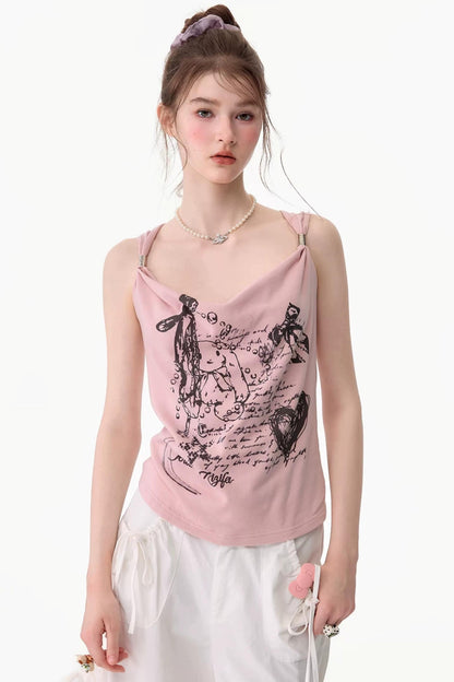 Retro Atmosphere Swing-Neck Camisole