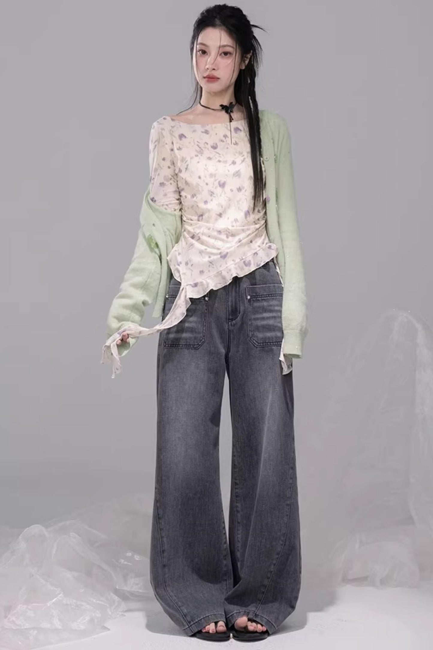 Ink Gray Distressed Jeans