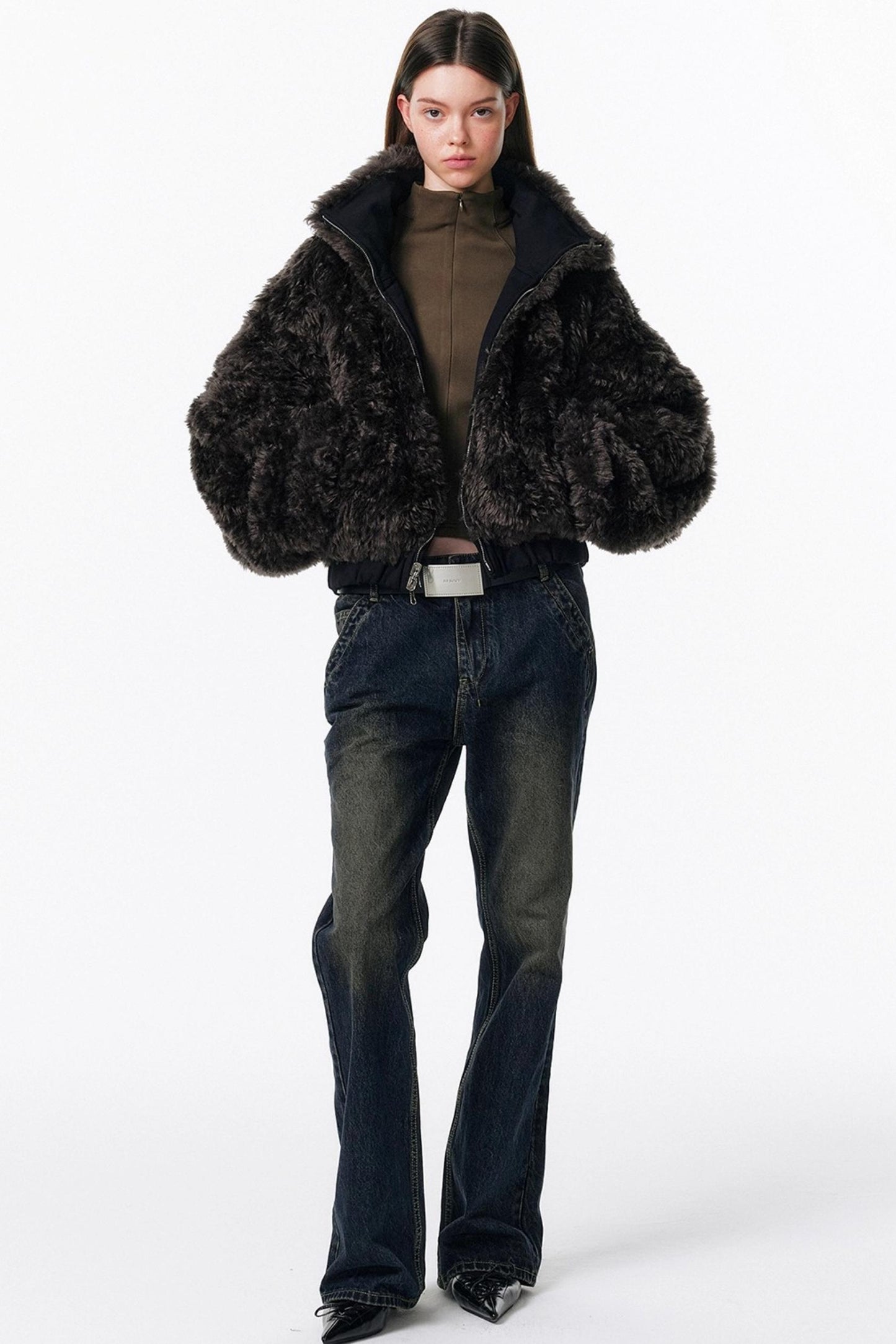 Retro Washed Micro-Flared Jeans