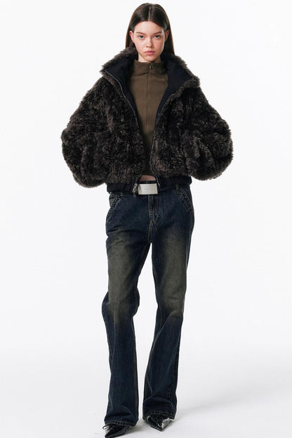 Retro Washed Micro-Flared Jeans