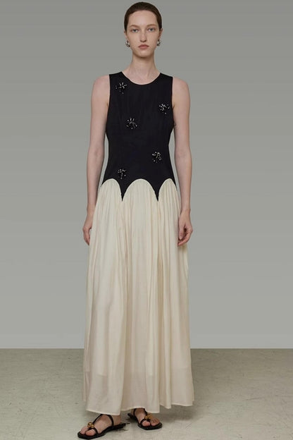 Color Clash Beaded Summer Dress