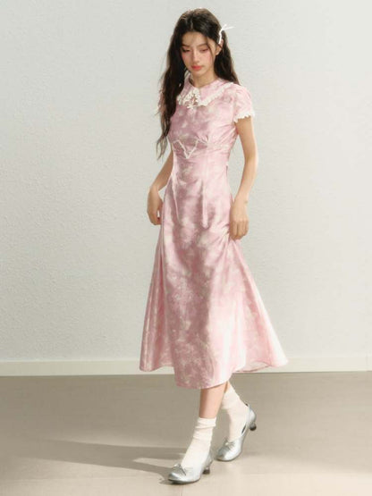 Chinese Style Butterfly Calf Length Dress