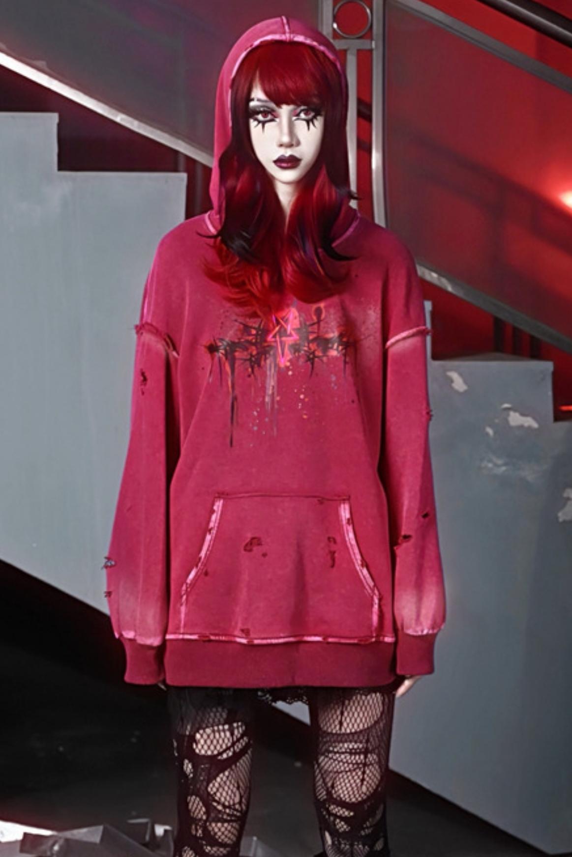 Devil Rust Red Hooded Top