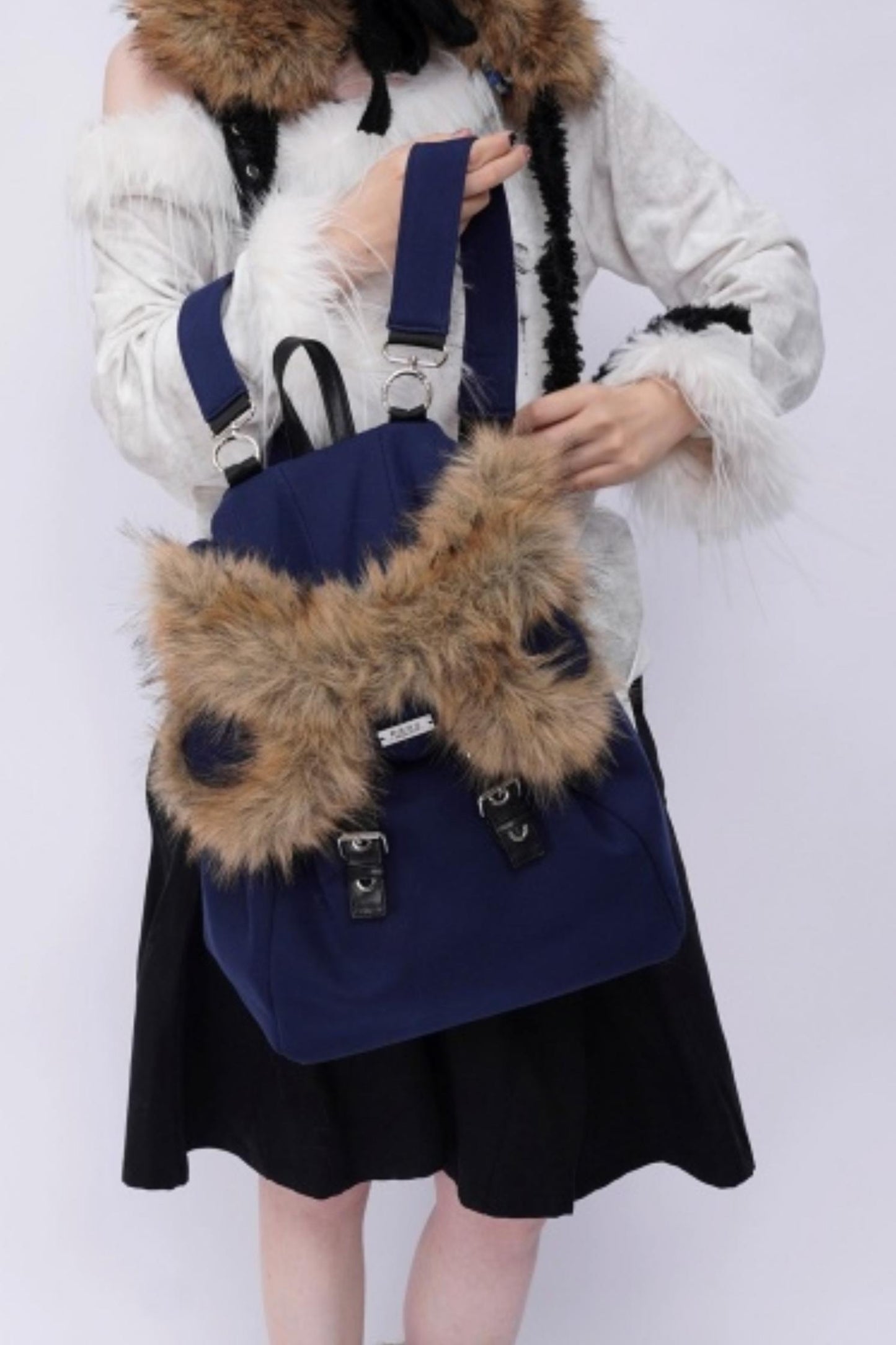 Furry Bear Crossbody Backpack