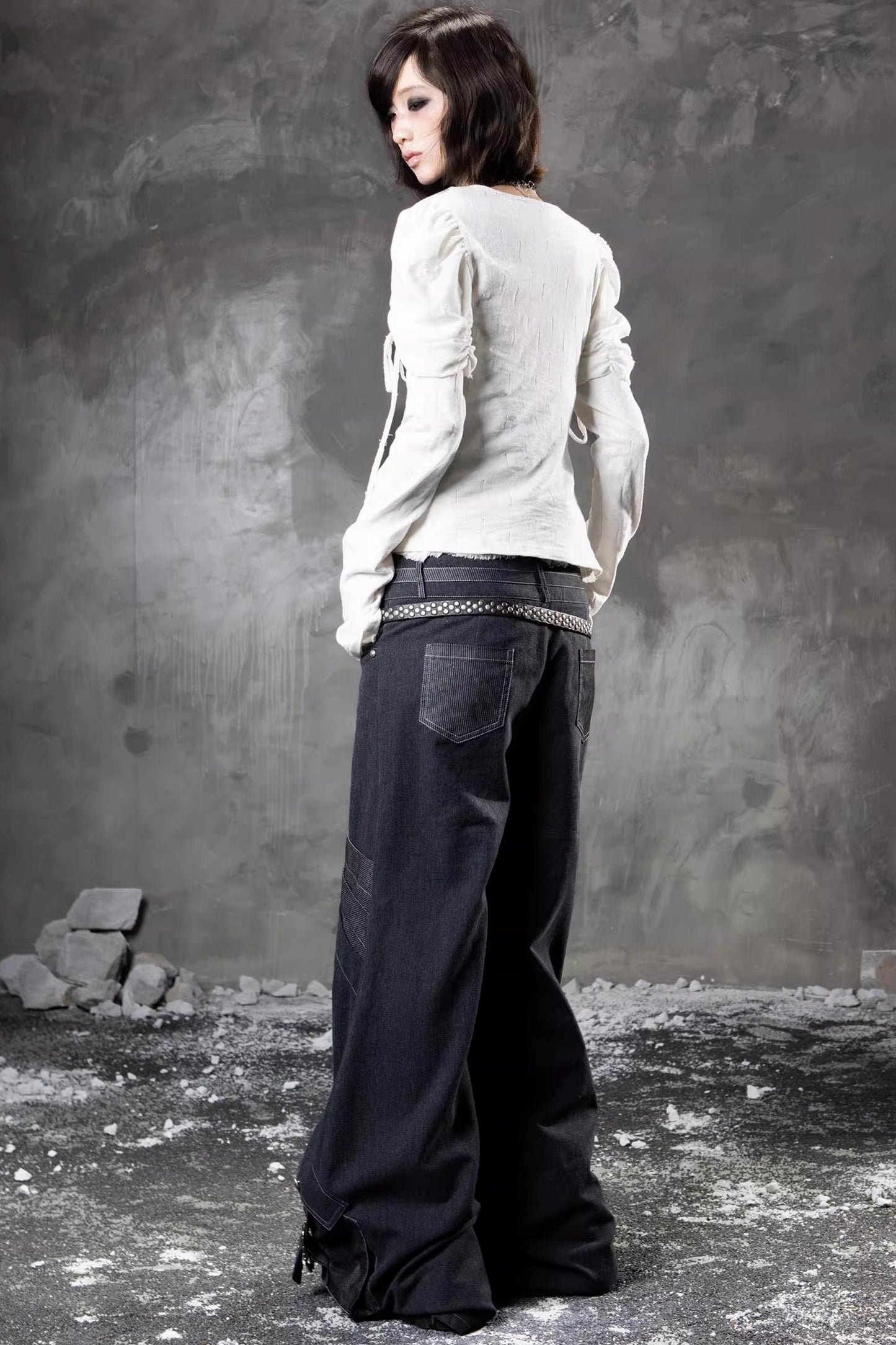 Retro-Denimhose mit weitem Bein