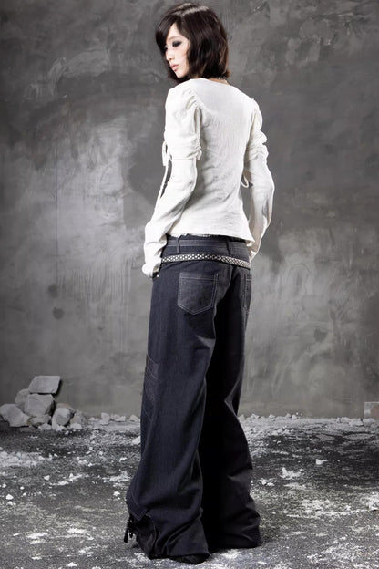 Retro-Denimhose mit weitem Bein