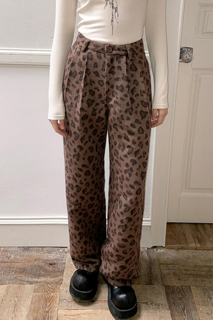 Elegant Leopard Straight Pants