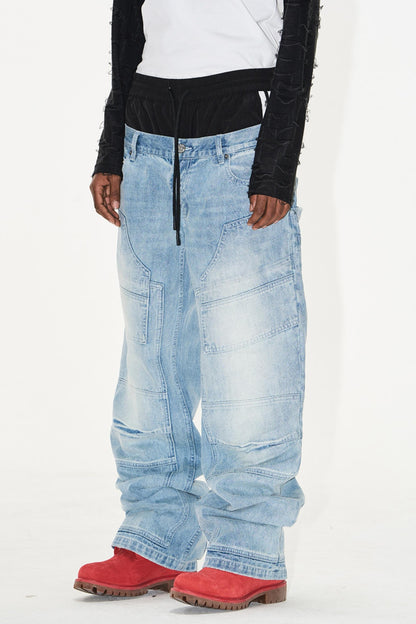 Double-Waist Denim Pants