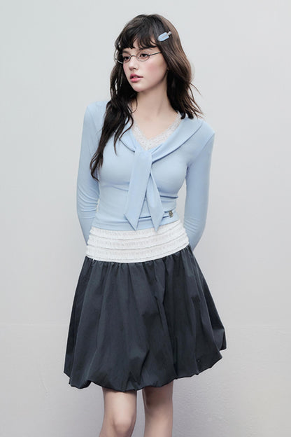 Gray Pleated Midi Skirt