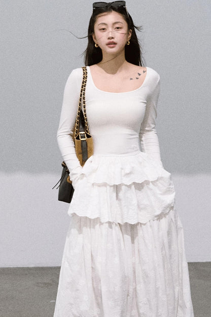 Lyocell Cotton Panelled U-Neck Knitted Dress