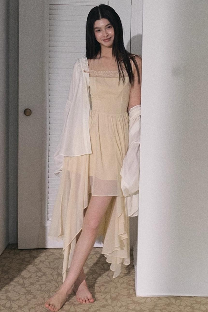 Dandelion Pleated Chiffon Slip Maxi Dress