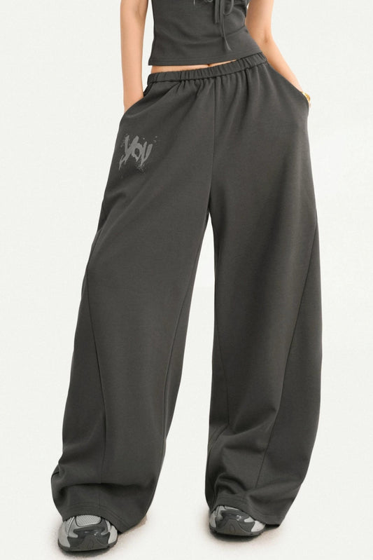 Retro-graue Hose mit weitem Bein