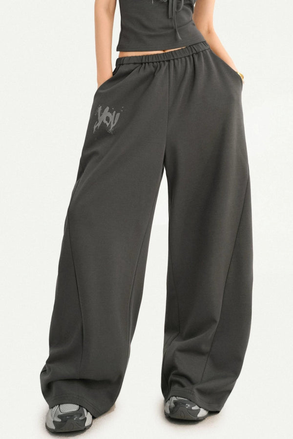 Retro Gray Wide-Leg Pants